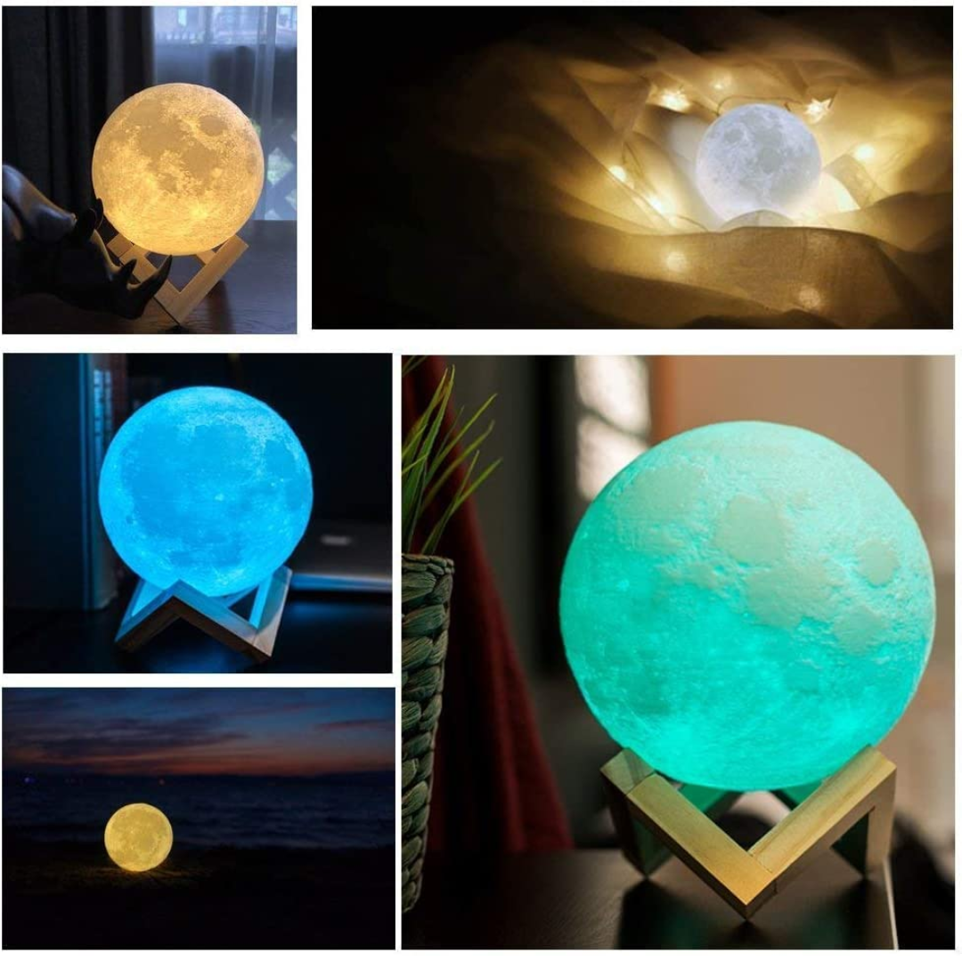 Moon Light Lamp, 3D, Color Changing with rechargeable battery, Pack of 2